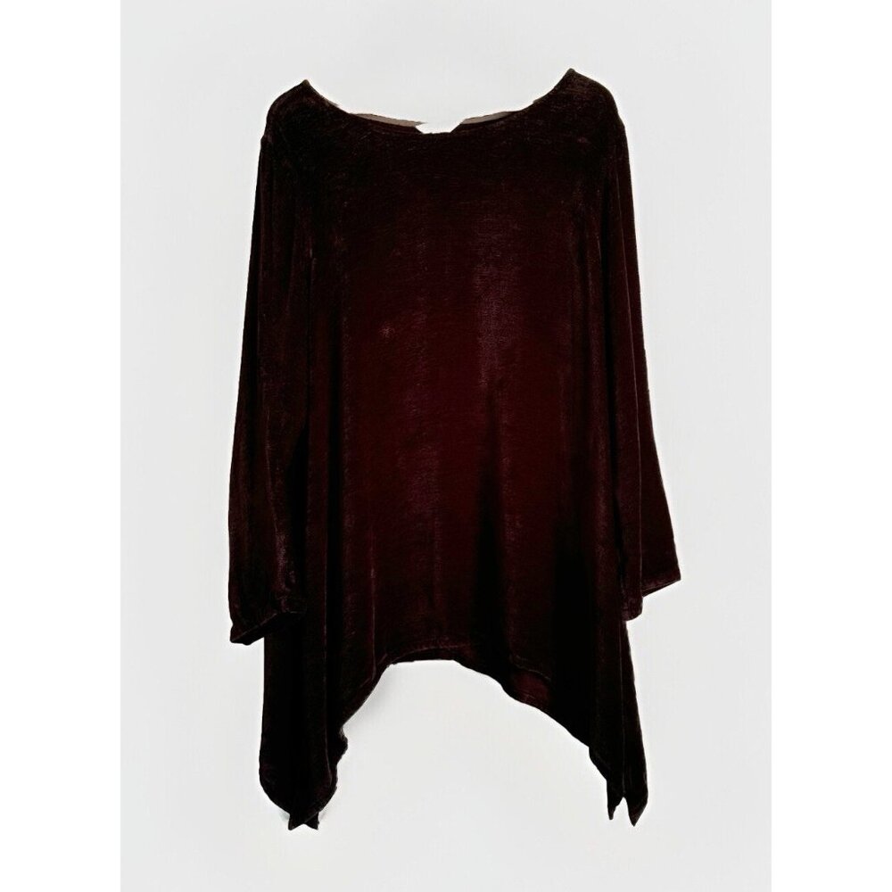 Kleen Women’s Brown Ribbed Velvet Lagenlook Sweater XL Whimsigoth Boat Neck